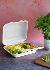 Clamshell compostable de bagasse cuadrado (1200ml)